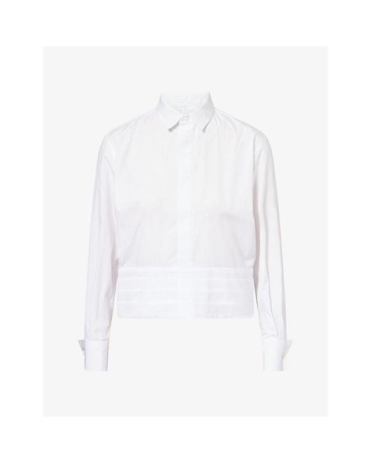 Sacai White Pleated Asymmetric Woven Shirt