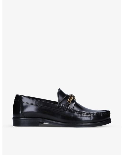 Kurt Geiger Vincent Chain Embellished Leather Loafers in Black for Men ...