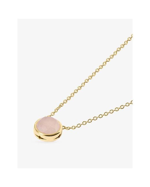 Astley Clarke Metallic Luna 18Ct- Plated Sterling- And Quartzite Pendant Necklace