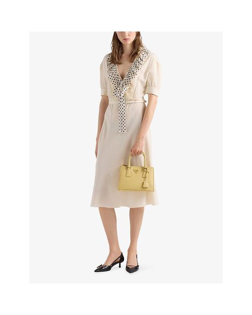 Prada Yellow Galleria Small Saffiano-Leather Tote Bag