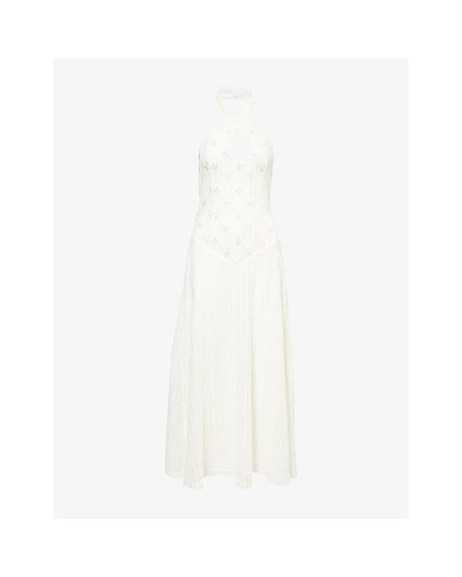 Amy Lynn Women's White Liliana Halterneck Knitted Midi Dress