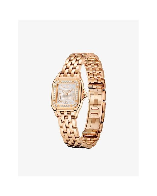 Cartier Metallic Unisex Crwjpn0039 Panthère De Small 18ct Rose-gold And 0.23ct Brilliant-cut Diamond Quartz Watch