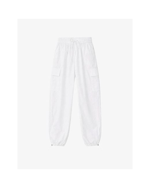 Ro&zo White Cuffed Drawstring-Waist Cotton Trousers