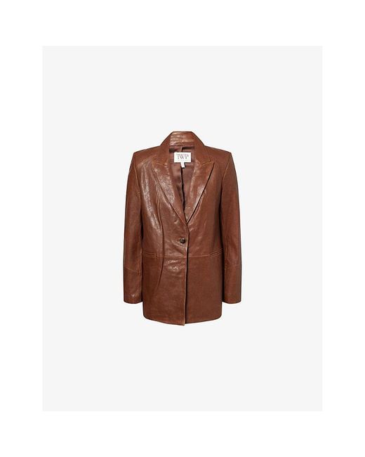 Twp Brown James Peak-Lapels Leather Blazer