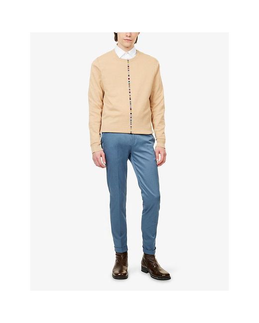 Paul Smith Blue Turn-Up Slim-Leg Cotton Trousers for men