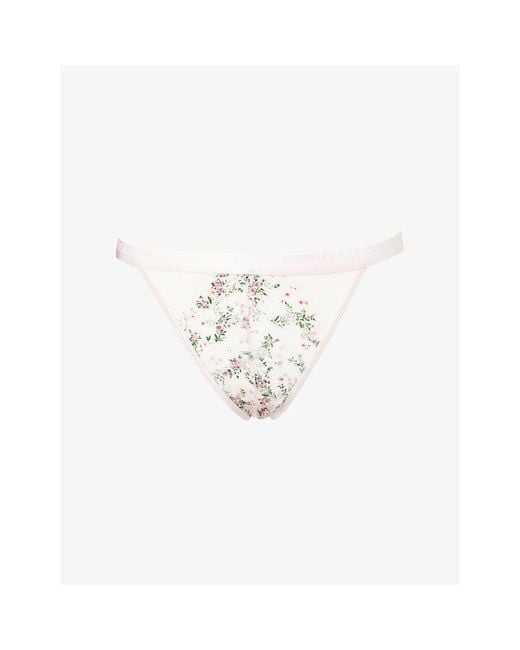 Lounge Underwear White Entice Floral Lace Thong