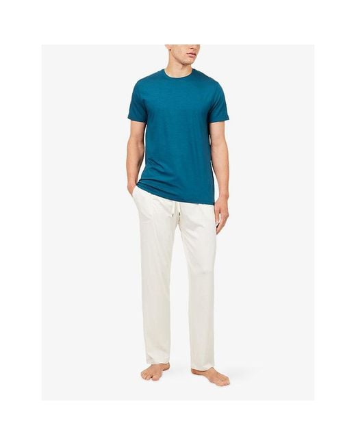 Derek Rose White Basel Lounge Modal-Jersey Trousers for men