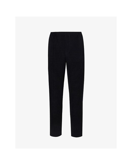 Homme Plissé Issey Miyake Black Pleated Tapered-leg Regular-fit Knitted Trousers for men
