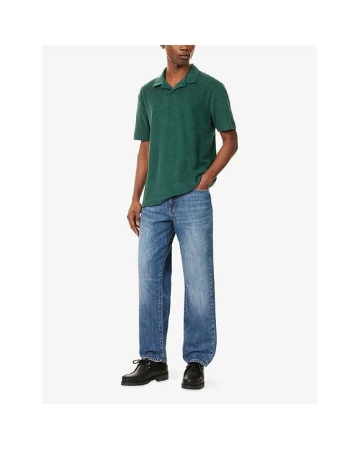 Sunspel Green Towelling Polo Cotton Shirt for men