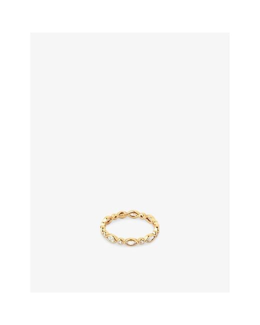 Astrid & Miyu Metallic Navette 18Ct-Plated Sterling- And Zirconia Band Ring