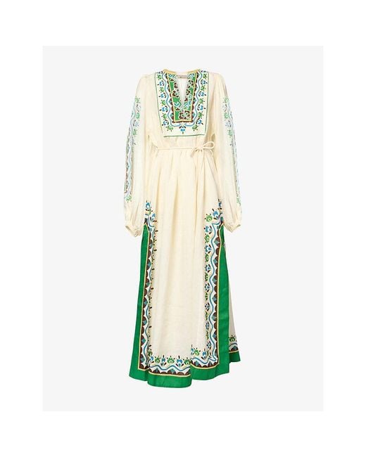 ALÉMAIS Green Bridgette Printed Cotton Tunic Dress