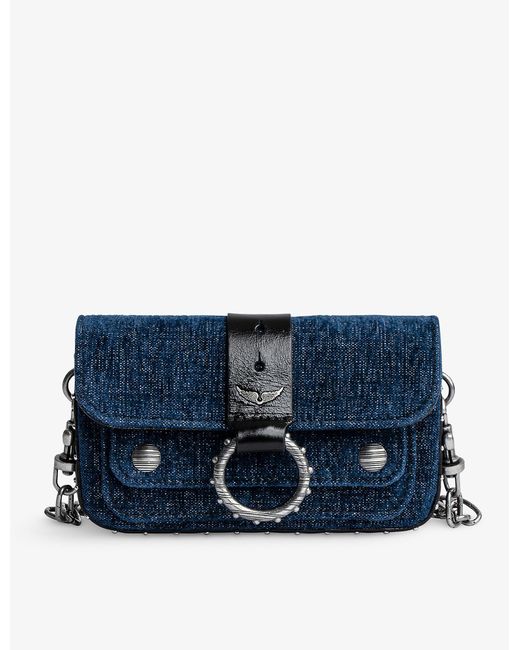 Zadig & Voltaire Blue Kate Studded-trim Denim Wallet Bag