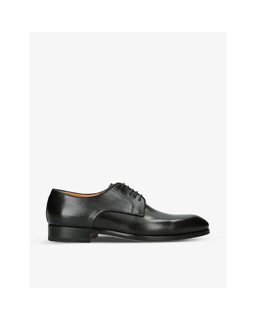 Magnanni Shoes Black Contemporary Leather Derby Shoes for men