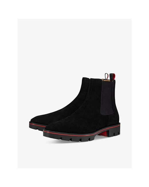 Christian Louboutin Black Alpinosol Contrast-Trim Suede Ankle Boots for men