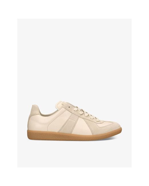 Maison Margiela Natural Replica Panelled Leather Low-top Trainers for men