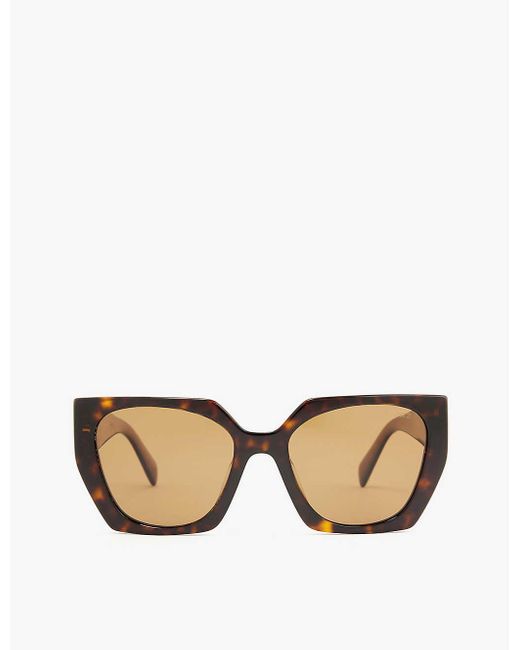 Prada Natural Pr 15ws Rectangle-frame Tortoiseshell-effect Acetate Sunglasses