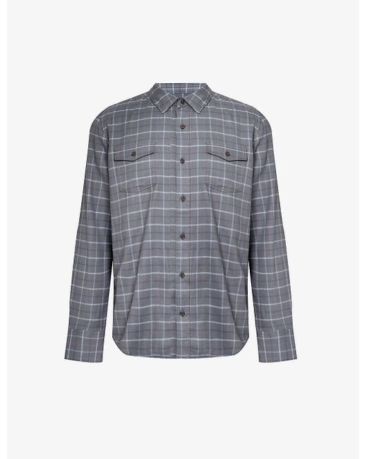 PAIGE Blue Everett Check-pattern Cotton-blend Shirt X for men