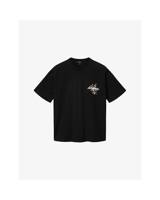 AllSaints Black Valen Etta Graphic-Print Cotton T-Shirt