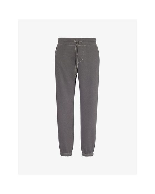 True Religion Gray Big-T Contrast-Stitching Tapered-Leg Relaxed-Fit Cotton-Blend Jogging Bottoms for men