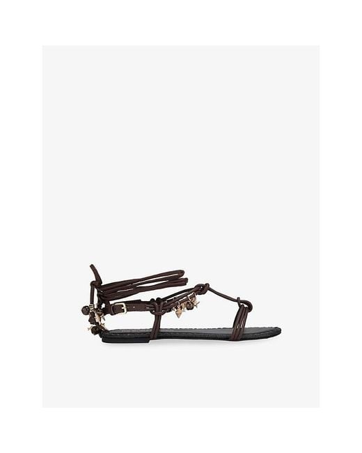 KG by Kurt Geiger Multicolor Roux Charm Flat Leather Sandals