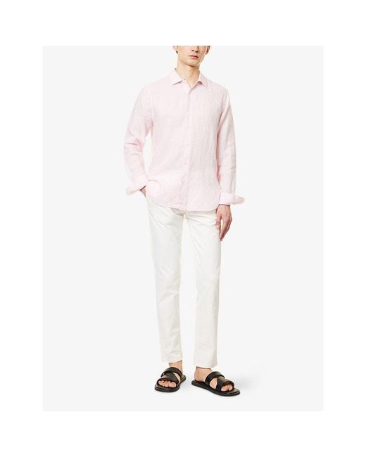Orlebar Brown Pink Giles Long-Sleeve Regular-Fit Linen Shirt for men