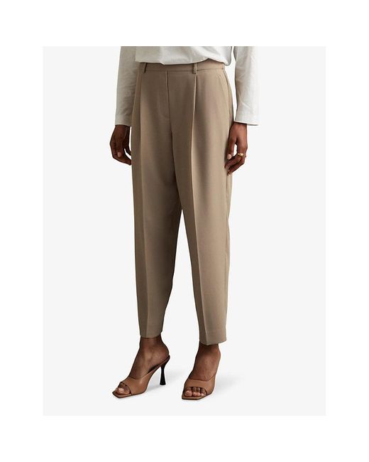 Reiss Natural Eden Front-Pleat High-Rise Woven Trousers