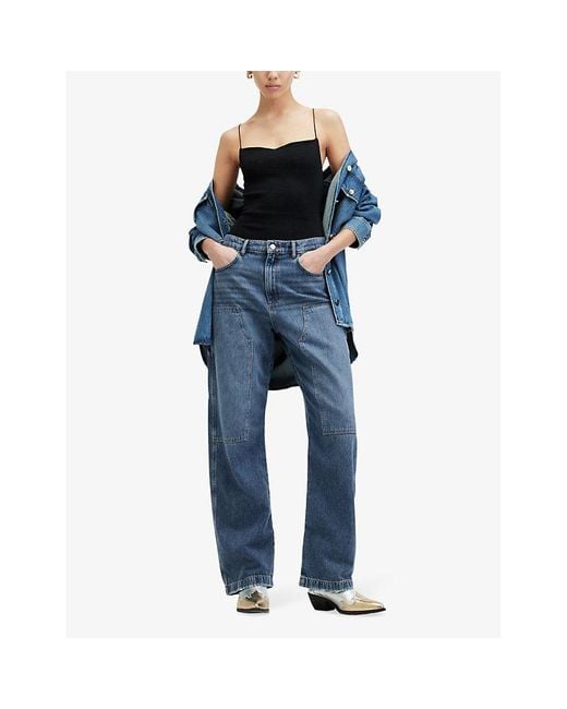 AllSaints Blue Mia Carpenter Straight-leg Mid-rise Denim Jeans