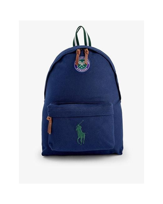 Polo Ralph Lauren Blue X Wimbledon Logo-embroidered Cotton-canvas Backpack for men