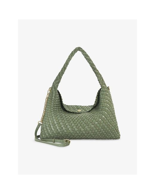 Dune Green Deliberate Large Woven Faux-Leather Shoulder Bag