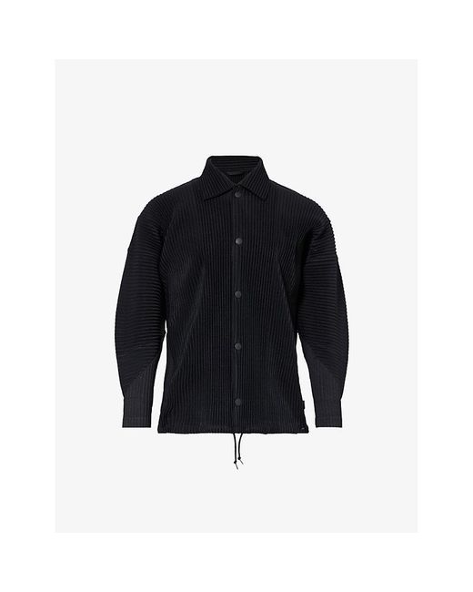 Homme Plissé Issey Miyake Blue Pleated Relaxed-fit Knitted Shirt for men