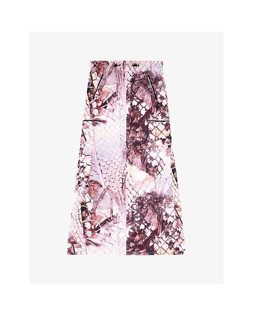 DIESEL Pink O-diamy Graphic-print Low-rise Woven Maxi Skirt