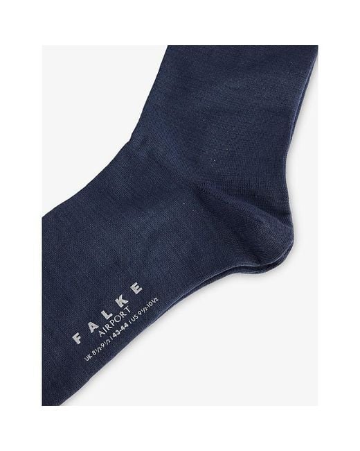 Falke Blue Airport Crew-Length Stretch-Cotton for men