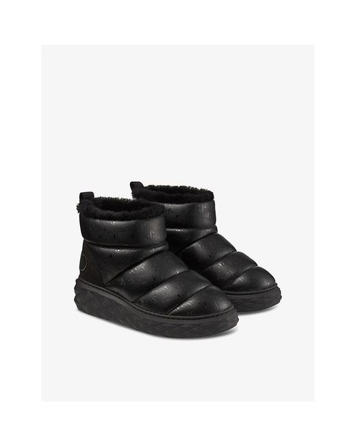 Jimmy Choo Black Xan Logo-Embroidered Padded Leather Ankle Boots