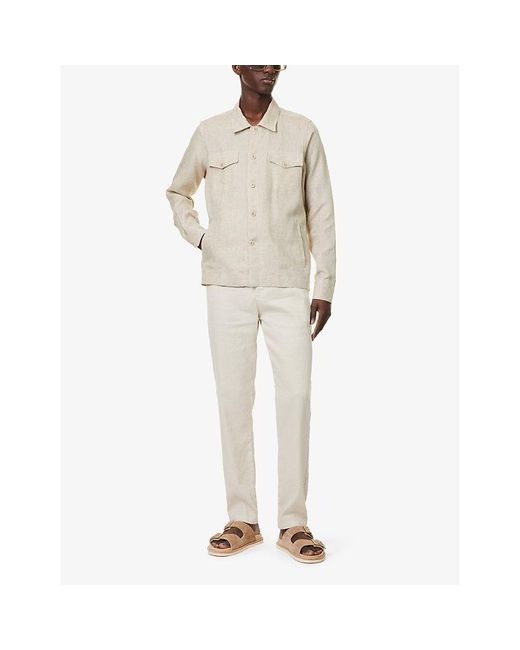 Eleventy White Spread-collar Regular-fit Linen Overshirt Xx for men