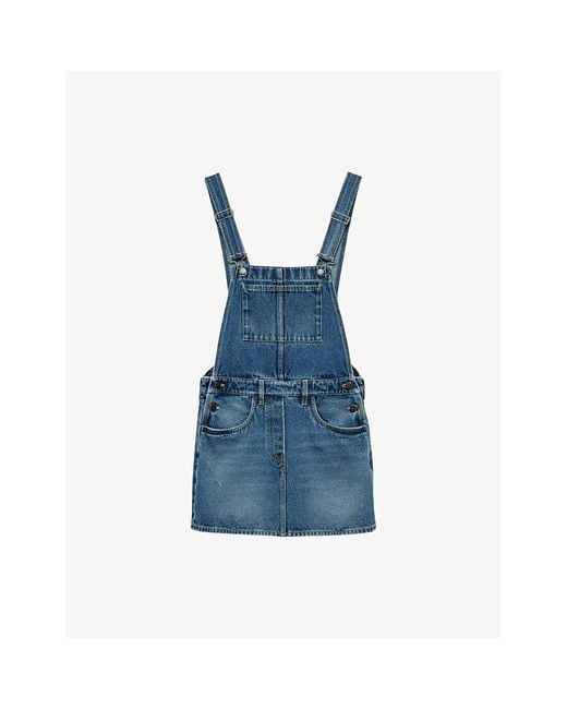 Prada Blue Bib Overall Denim Mini Dress