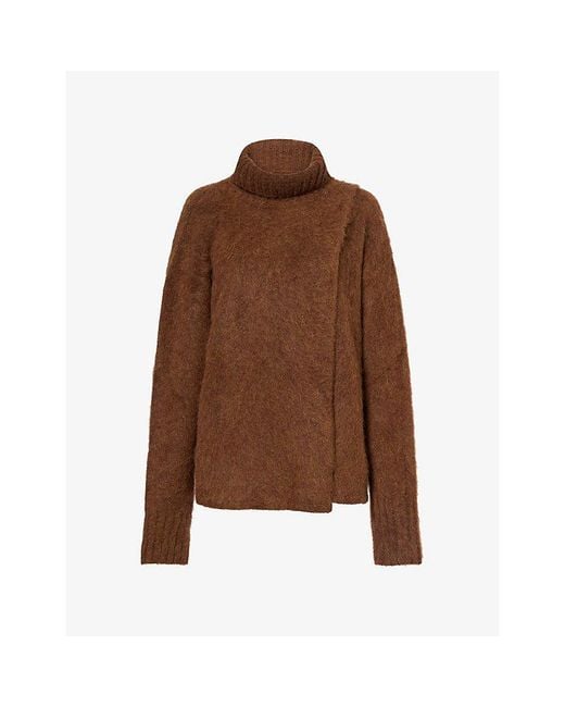 Uma Wang Brown High-Neck Knitted Alpaca And Wool-Blend Jumper