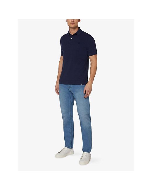 Boggi Blue Regular-Fit Cotton Pique Polo Shirt for men