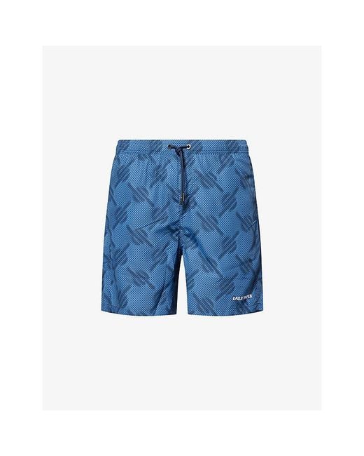 Daily Paper Blue Dotted Monogram Swim Shorts for men
