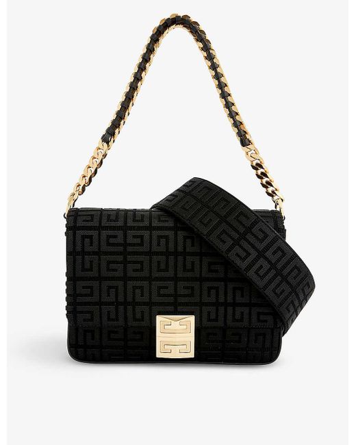 Givenchy Black 4g Medium Leather And Woven Cross-body Bag