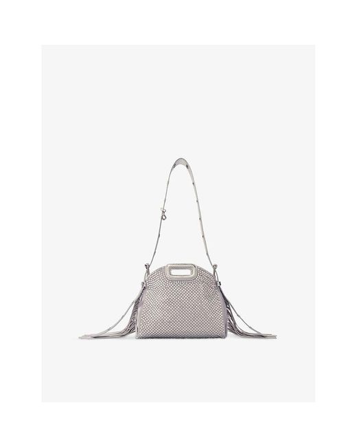 Maje White Miss M Mini Crystal-Embellished Shoulder Bag