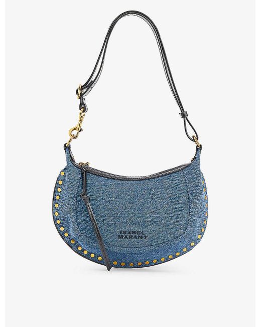 Isabel Marant Blue Oskan Moon Stud-embellished Denim Shoulder Bag