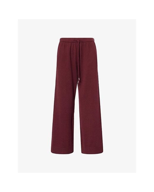 Jonathan Simkhai Red Travel Drawstring Cotton And Cashmere Trousers