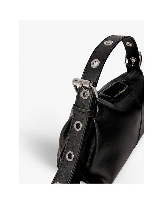Maje Black Miss M Mini Logo-Embossed Leather Shoulder Bag