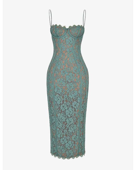 House Of Cb Joelle Lace Midi Dress in Green Lyst