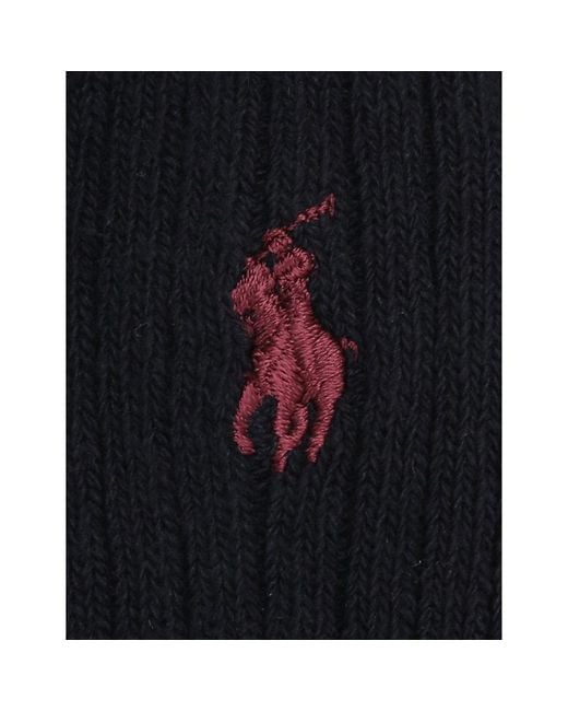 Polo Ralph Lauren Black Ribbed Cotton-Blend Socks for men