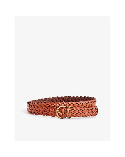 Polo Ralph Lauren Red Logo-buckle Braided Leather Belt