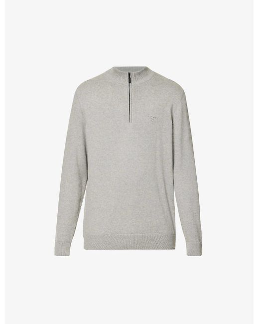 Barbour Avoch Brand-embroidered Cotton-knit Jumper in Gray for Men | Lyst