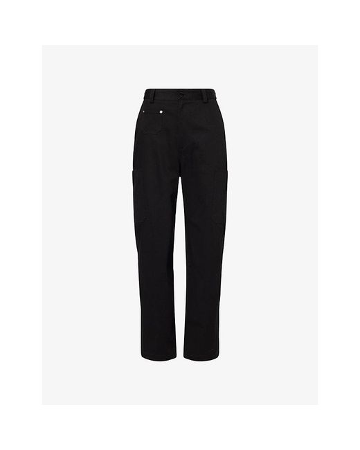 Givenchy Black Logo-Embroidered Relaxed-Fit Cotton Cargo Trousers for men