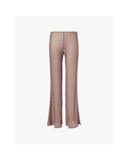 Missoni Brown Raschel-Lace Flared Rayon-Blend Trousers