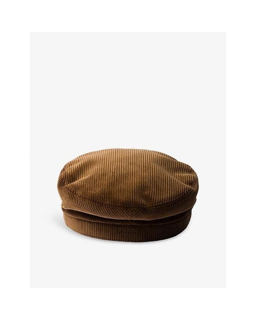 Prada Brown Newsboy Cotton Corduroy Cap Xxl for men